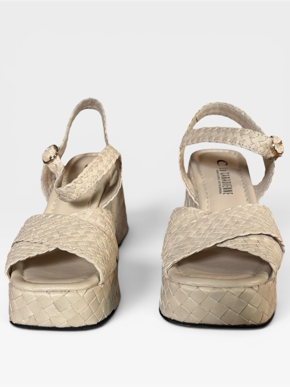 La CANADIENNE Cream Braided Platform Sandals PICO